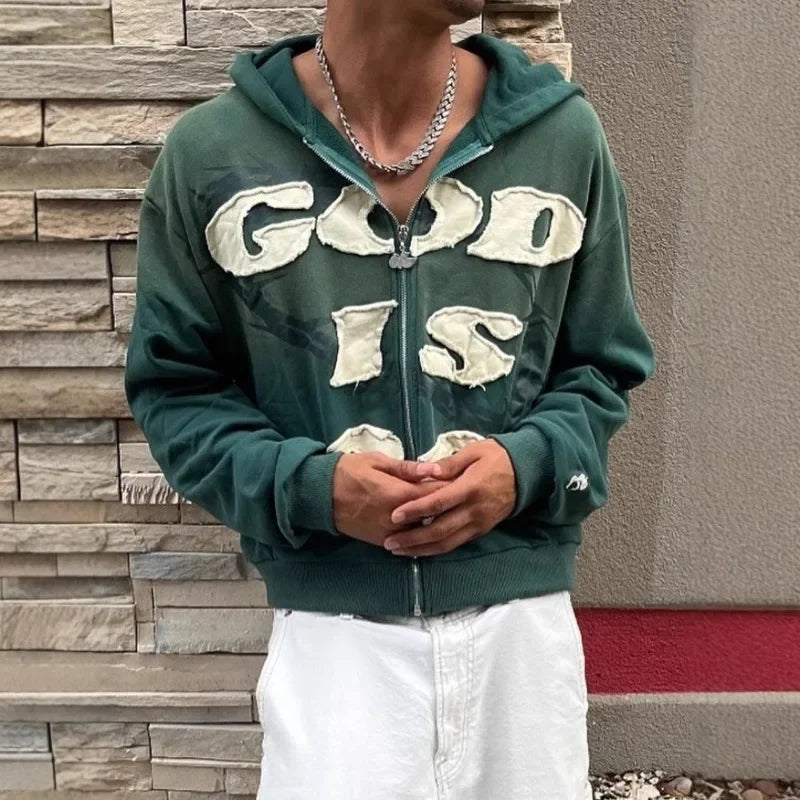 God is Good Retro Zip-Up Hoodie™
