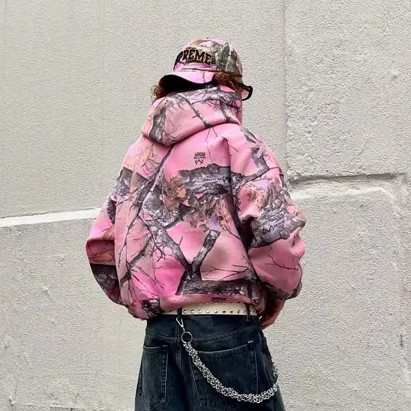 Retro Pink Camo Zip-Up Hoodie™